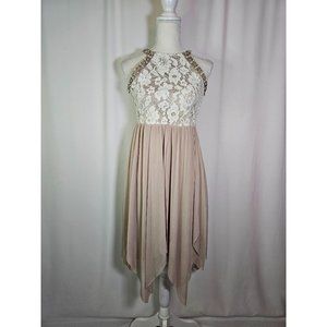 Tween Diva Girls Cocktail Party Dress, Size 16, Lace, Halter Top, Rhinestones